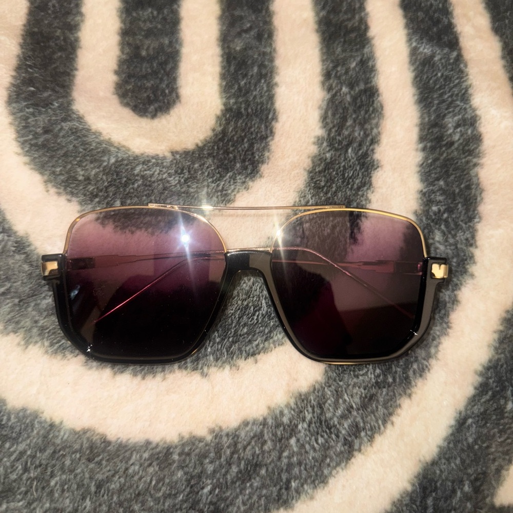 Purple Lens Oversized Aviator 70s Sunglasses